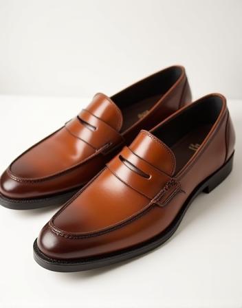 Classic brown leather loafers
